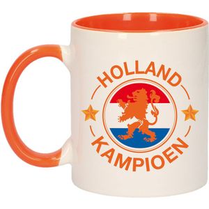 Holland kampioen leeuw mok/ beker oranje wit 300 ml