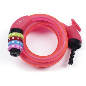 Xolid kabel fietsslot met cijferslot - 120 cm - roze - kabelslot fiets/scooter - scooterslot