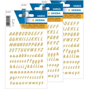 Stickervellen 660x alfabet plak letters A-Z goud/transparant 8 mm