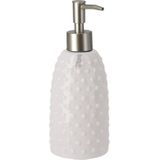 Set van 3x stuks zeeppompjes/zeepdispensers wit keramiek 20 cm - Navulbare zeep houder - Toilet/badkamer accessoires