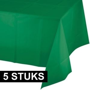 5x Tafelkleed groen 137 x 259 cm plastic