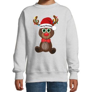Kersttrui/sweater voor jongens/meisjes - Merry Christmas - grijs - Kerst rendier