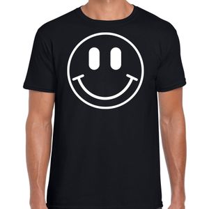 Verkleed T-shirt voor heren - smiley - zwart - carnaval - foute party - feestkleding