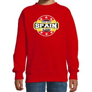 Have fear Spain is here / Spanje supporters sweater rood voor kids