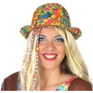 Toppers Hippie trilby verkleed hoedje - gekleurd - voor volwassenen
