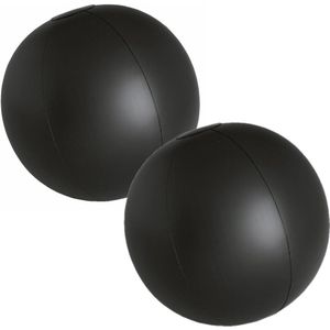 2x stuks opblaasbare zwembad strandballen plastic zwart 28 cm