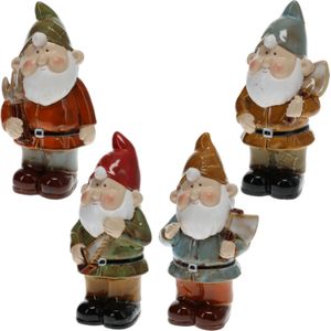 Set van 4x stuks tuinkabouters rood, blauw, groen en geel 27 cm decoratie beeld