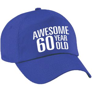 Awesome 60 year old verjaardag pet / cap blauw voor dames en heren