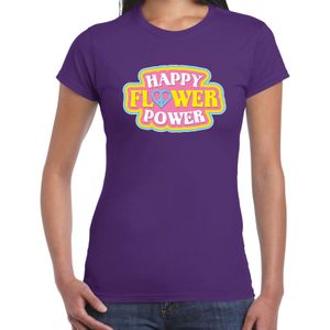 Jaren 60 Happy Flower Power verkleed shirt paars dames