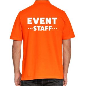 Event staff / personeel tekst polo shirt oranje voor heren