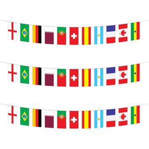 3x stuks internationale landenvlaggen vlaggenlijn/slinger 10 meter