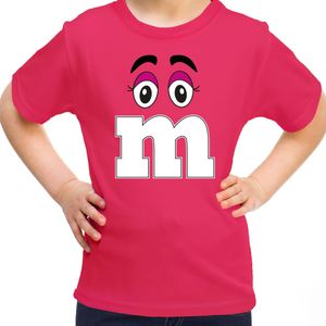 Verkleed t-shirt M voor kinderen - roze - meisje - carnaval/themafeest kostuum