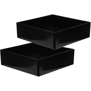 Othmar Decorations dienblad/plateau/tray - 2x st - zwart - 20 x 20 cm - kunststof