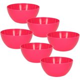 Plasticforte kommetjes/schaaltjes - 6x - dessert/ontbijt - kunststof - D14 x H6 cm - fuchsia roze