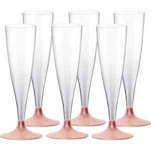 Champagneglazen - 100x - plastic - 140 ml - rose goud - herbruikbaar