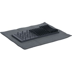 Afwas afdruipmat/afdruiprek set keuken - anti-slip - rubber - grijs - 30 x 40 cm