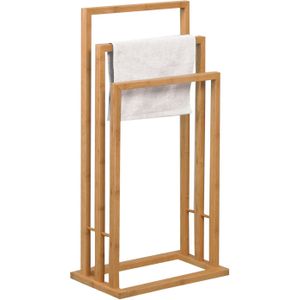 MSV Handdoeken ophang/drogen rek badkamer - bamboe hout - 42 x 24 x 82 cm