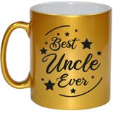 Best Uncle Ever cadeau koffiemok / theebeker - goudkleurig - 330 ml - verjaardag / bedankje