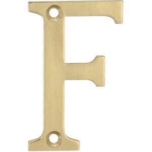 AMIG Huisnummer/letter F - massief messing - 10cm - incl. bijpassende schroeven - gepolijst