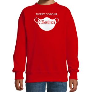 Merry corona Christmas foute Kerstsweater / outfit rood voor kinderen