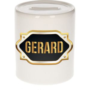 Naam cadeau spaarpot Gerard met gouden embleem