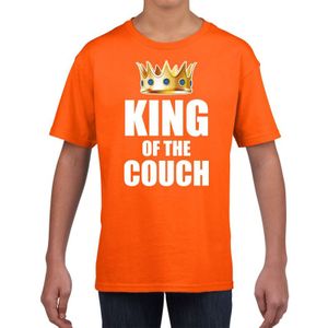 Koningsdag t-shirt king of the couch oranje voor kinderen