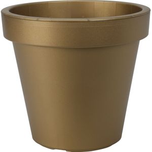 Plantenpot/bloempot - Tuin buiten - kunststof - mat goud - D25 cm