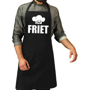 Chef friet schort / keukenschort zwart heren