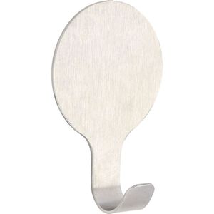 Plakhaakje rond - 1x stuks - zilver - 6 x 2,5 x 10 cm - Zelfklevende ophang haakjes - RVS