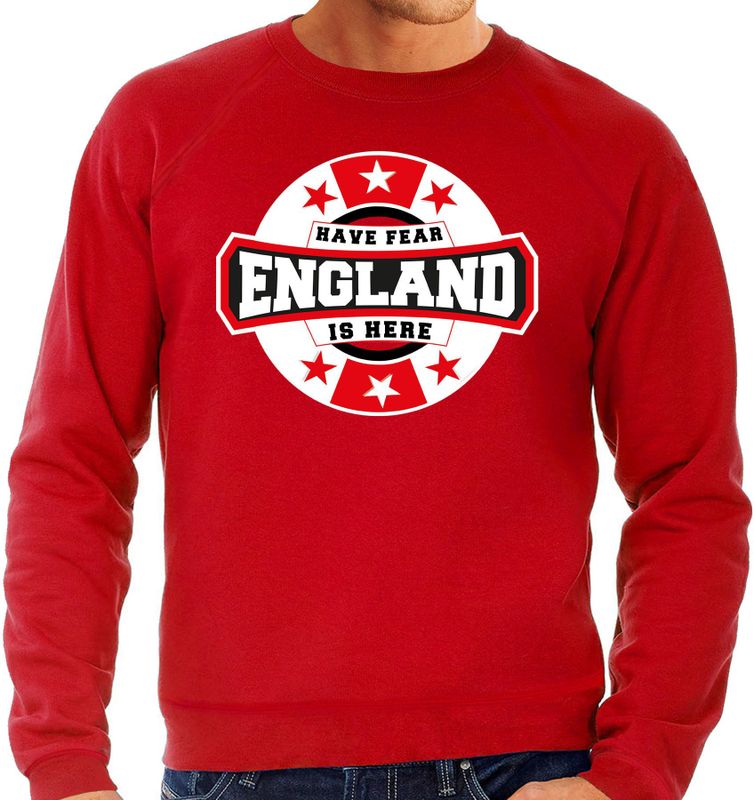 Have fear England is here / Engeland supporter sweater rood voor heren