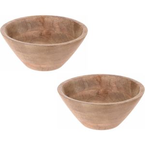 Set van 3x stuks houten ronde schaal/schalen 21 x 10 cm