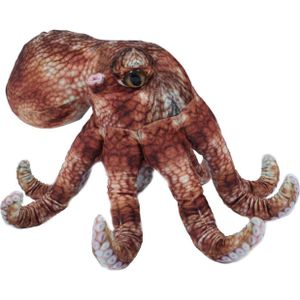 Knuffeldier Inktvis/octopus - zachte pluche stof - premium kwaliteit knuffels - bruin - 30 cm