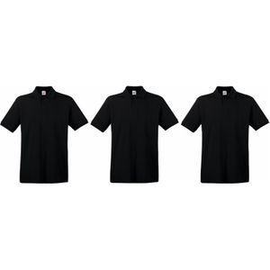 3-Pack Maat 2XL - Zwarte poloshirts / polo t-shirts premium van katoen voor heren