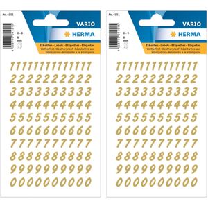 Stickervellen 416x plak cijfers/getallen 0-9 goud/transparant 8 mm