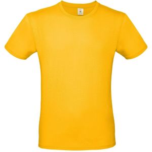 Geel basic t-shirt met ronde hals voor heren van katoen