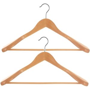 Set van 6x stuks houten kledinghangers breed 45 x 24 cm - Kledingkast hangers/kleerhangers voor jassen