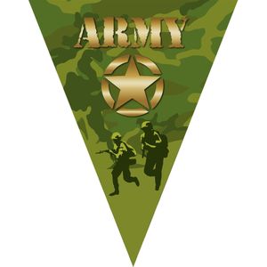 Leger camouflage army thema vlaggetjes slinger/vlaggenlijn groen van 5 meter