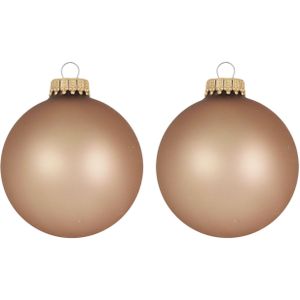 16x Cappuccino velvet bruine glazen kerstballen mat 7 cm kerstboomversiering