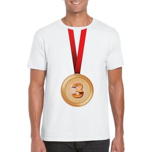 Bronzen medaille kampioen shirt wit heren