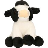 Knuffel koe zittend 15 cm - Boerderij kinderen knuffels Koeien