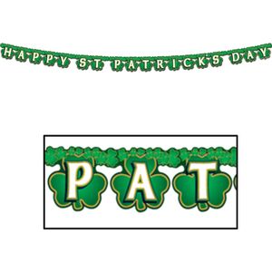 St. Patricks Day feestslinger - 205 x 11 cm - groen - van papier