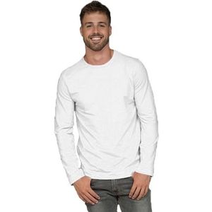 Basic stretch shirt lange mouwen/longsleeve wit voor heren