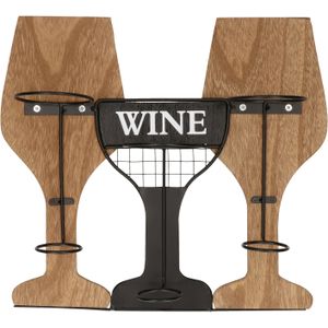Metalen wijnflessen rek/wijnrek bistrot bar voor 6 flessen 40 x 11 x 36 cm - Wijnfles houder
