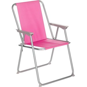 Atmosphera camping/strand stoel - aluminium - inklapbaar - roze - L52 x B55 x H75 cm