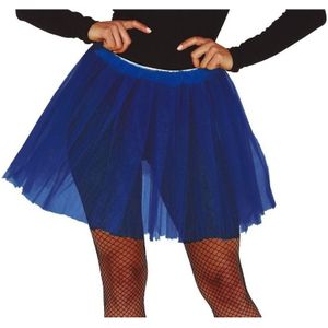 Petticoat/tutu verkleed rokje kobalt blauw 40 cm voor dames