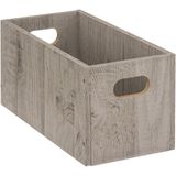 Set van 2x stuks opbergmand/kastmand 7 liter grijs/greywash van hout 31 x 15 x 15 cm - Opbergboxen - Vakkenkast manden