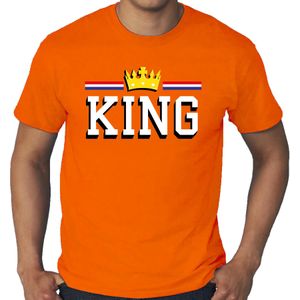 Grote maten King t-shirt oranje voor heren - Koningsdag shirts