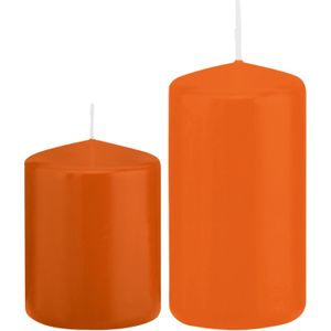Trend Candles - Stompkaarsen set 6x stuks oranje 8 en 12 cm