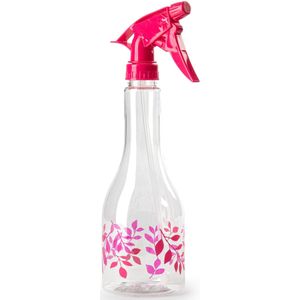 Plantenspuit met een inhoud van 500 ml - transparant - roze verstuiver - 27 cm - kunststof