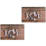 8x Rechthoekige bruine placemats I love you 29 x 44 cm